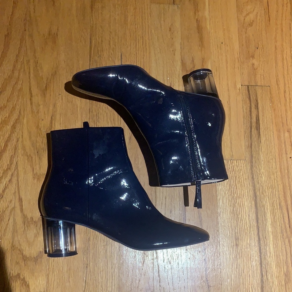 Zara blue ankle perspex heels